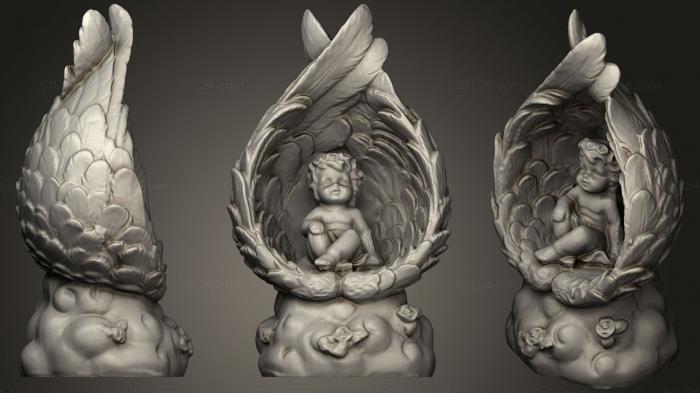 3d модели ангелы (Скульптура ангела, AN_0167) 3D модель для ЧПУ станка